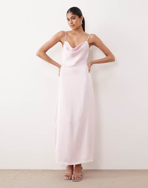 VILA satin cowl neck cami maxi dress in cherry blossom - view 1