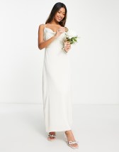 ASOS DESIGN scoop neck midi satin slip dress in black