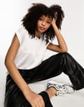 [Vila] Vila satin front top in white 40 Snow White
