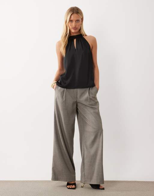 Vila satin halterneck-top i sort, 3 af 4