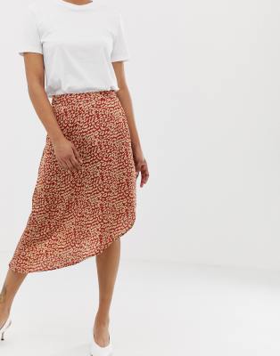 asos satin leopard skirt