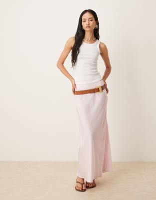 Vila Satin Maxi Skirt In Pink