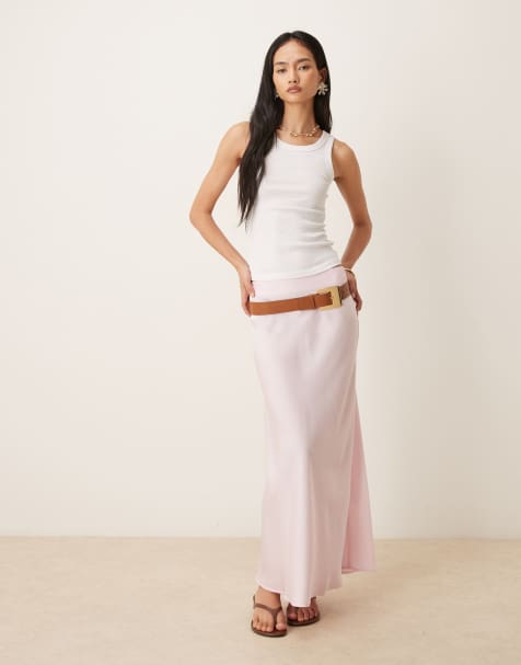 VILA satin maxi skirt in cherry blossom - view 1