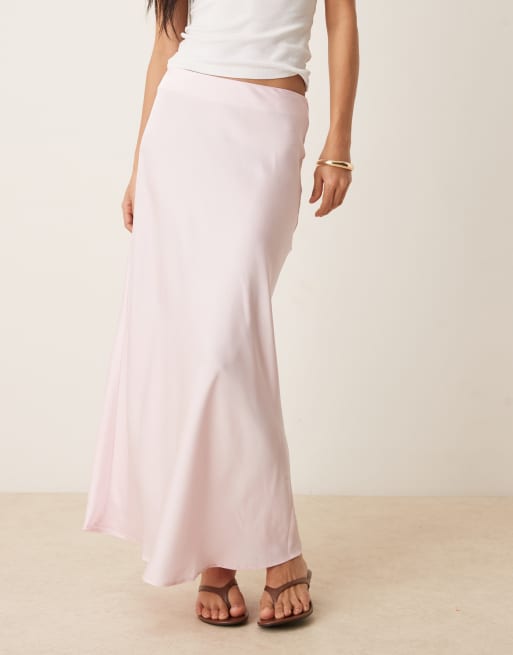 VILA satin maxi skirt in cherry blossom, 2 of 5