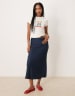 Vila satin maxi skirt in chocolate brown