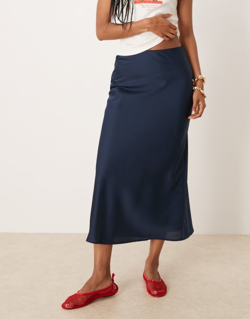 Vila satin maxi skirt in navy