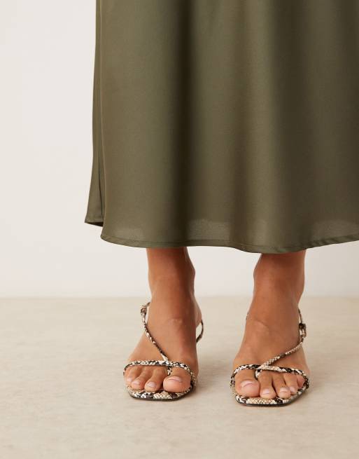 Vila satin maxi skirt in olive green