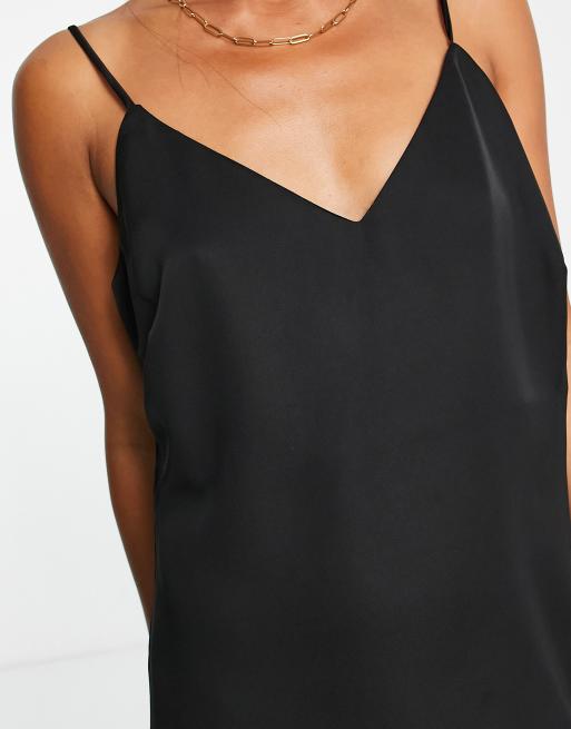 Sleeveless Loose Fitting Cami Midi Dress In Black, VM