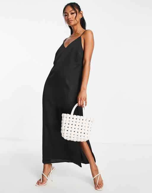 ASOS DESIGN Maternity midi cami slip dress in black