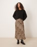 Vila satin maxi skirt in chocolate brown