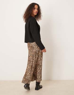 Vila Satin Midi Skirt In Multi