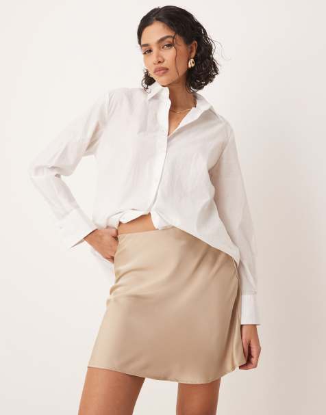 Vila satin mini skirt in mink - view 1