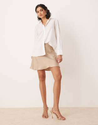 Vila Satin Mini Skirt In Neutral
