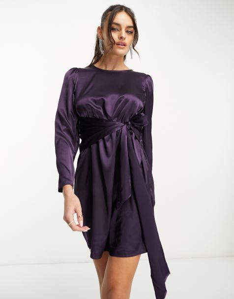 Vila – Satin-Minikleid in Lila mit Bindedetail - view 1