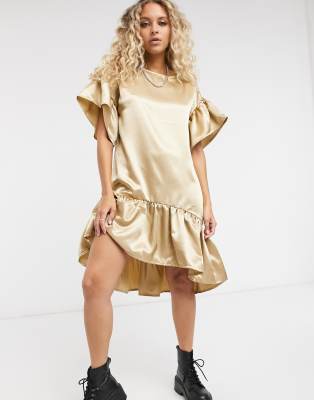 camel satin dress