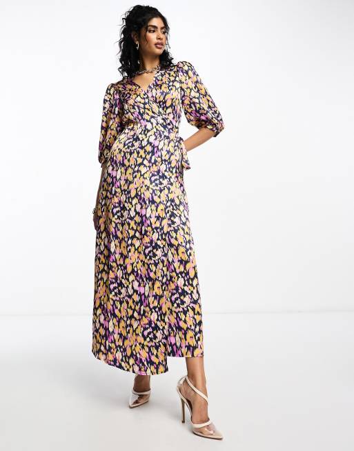 Leopard wrap maxi outlet dress