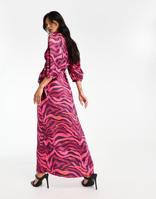 Red zebra print wrap hot sale dress