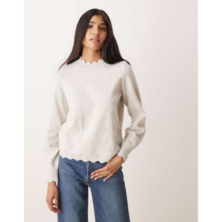 ella    scallop collar knit (white） 209032116-1-lightmelange?$