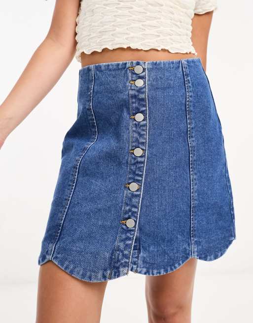 Scallop store denim skirt