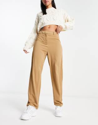 Vila - Schmal zulaufende, elegante Hose in Camel-Neutral