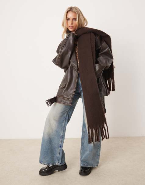 VILA - Sciarpa super morbida con nappe color chicco di caffè tinta unita - view 1