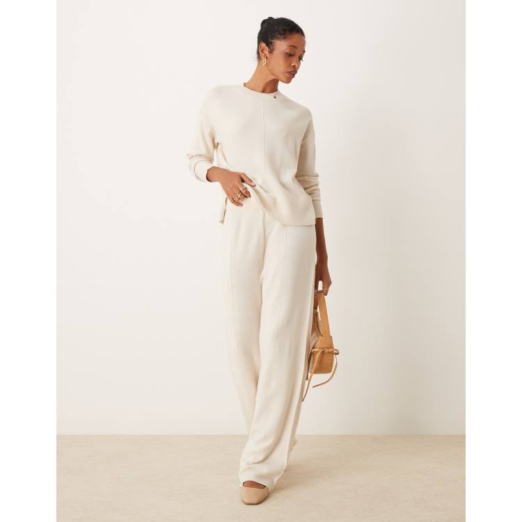 Vila seam detail jumper and pants set in cream ASOS