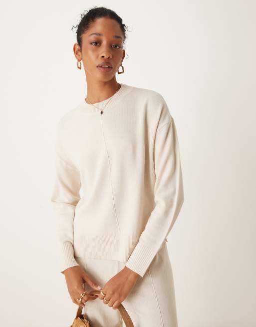 Vila seam detail jumper in cream (part of a set)