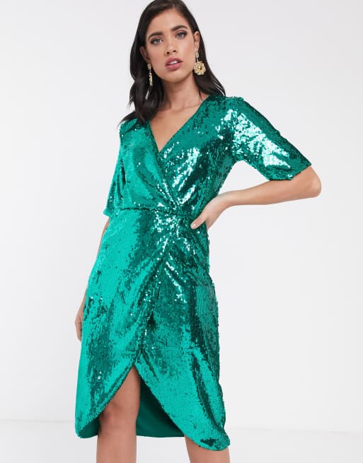 Asos sequin hotsell wrap dress