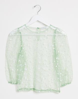 green organza top