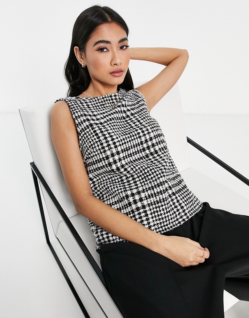 Vila shell top in houndstooth-Multi