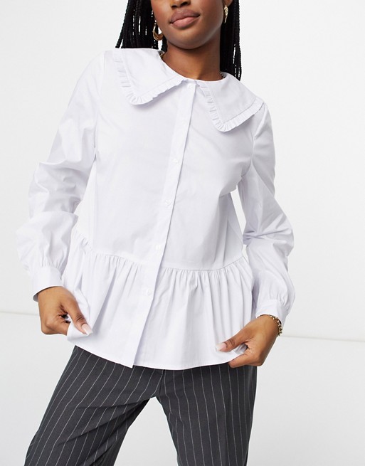 Vila shirt with collar detail in white