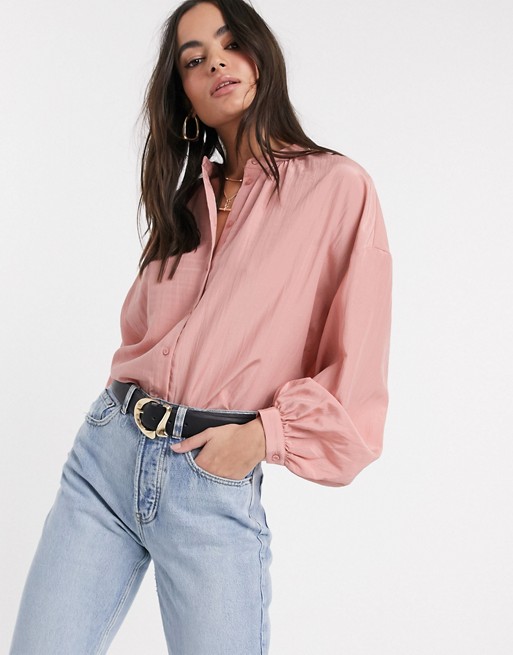 Vila shirt with exaggerated sleeves in pink