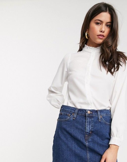 Vila shirt with high neck in white