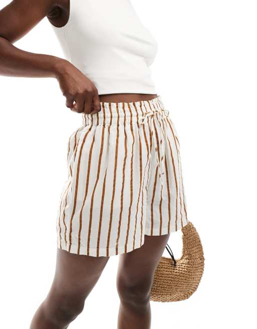 Vila - Short - Rayures marron
