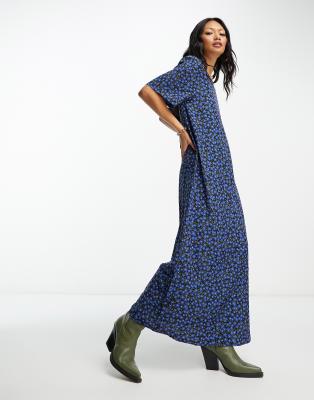 Vila Short Sleeve Jersey Midi Dress In Navy ModeSens