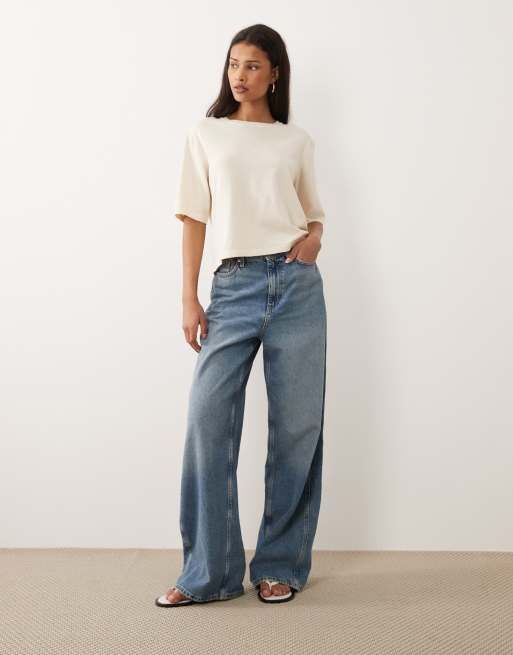 Vila short sleeve knitted t-shirt in sandshell melange, 2 of 4