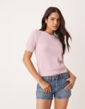 [Vila] VILA short sleeve textured knitted t-shirt in orchid pink 2XL Winsome orchid