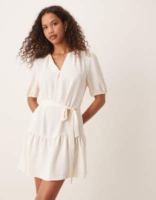 Vila Short Sleeve Tie Waist Mini Dress
