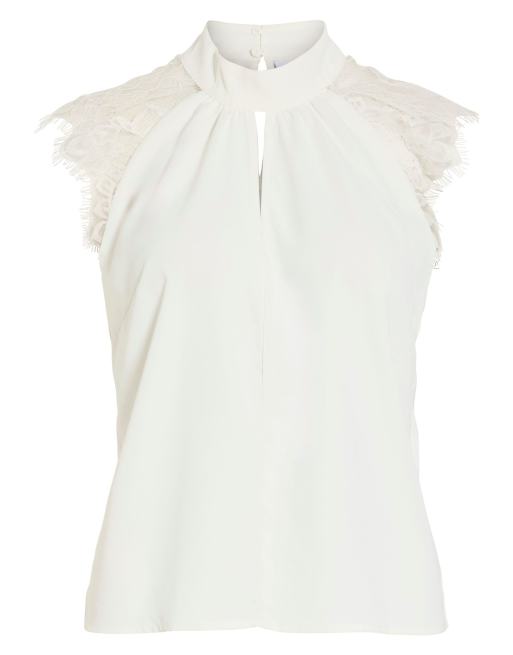 Vila Short sleeved top in snow white, 7 of 7