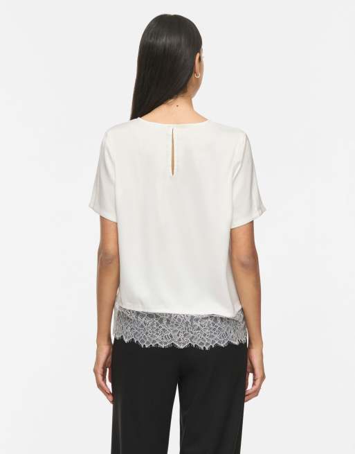 Vila Short sleeved top in snow white1, 2 of 6