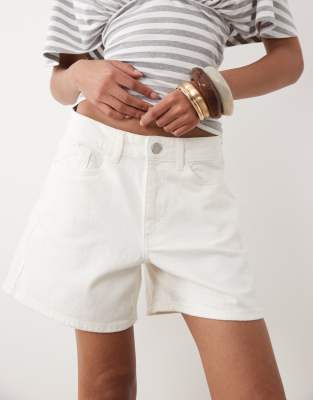 Short taille haute en jean - Blanc 36