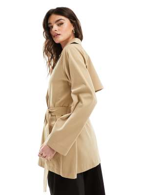 Vila Short Trench Coat In Neutral