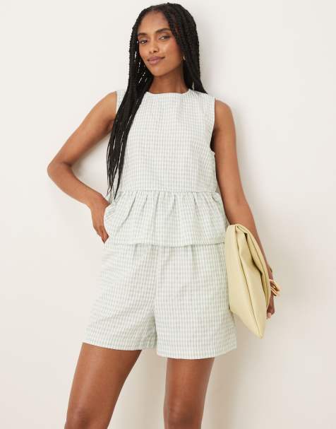 VILA shorts in netural gingham (part of a set) - view 1