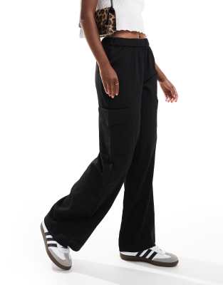 Vila Side Pocket Wide Leg Pants In Black