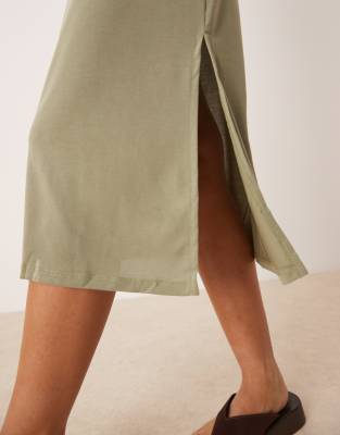 Vila Sleeveless Jersey Midi Dress In Green