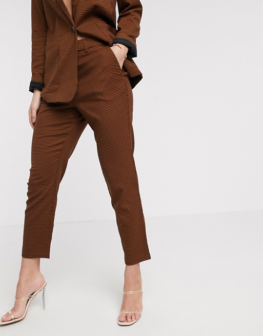 Vila slim suit trousers in brown