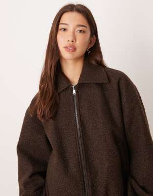 Vila Smart Brushed Bomber Jacket In Brown