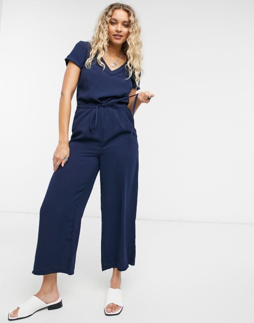 Blue short sleeve jumpsuit sale