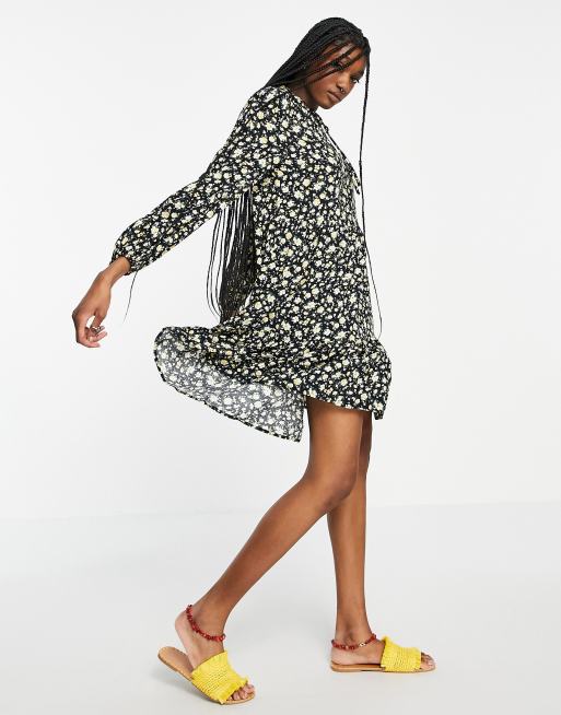 Vila - Sort boho-kjole med smock-snit