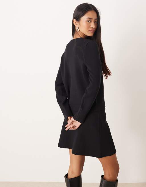 VILA - Sort ribstrikket cardigan med sølvfarvede knapper med hamret design - Del af sæt, 4 af 4